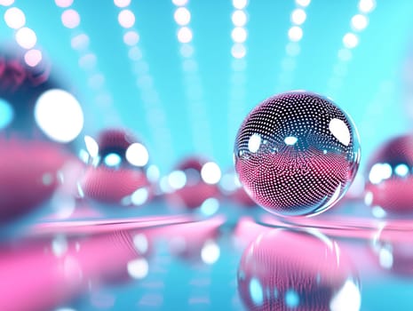 vibrant arrangement of metallic spheres reflects light beautifully, creating mesmerizing effect.
