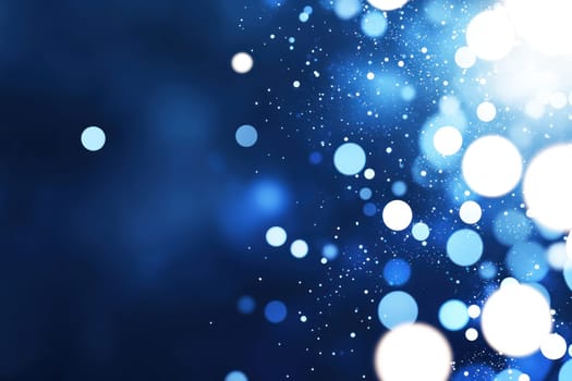 Bright blue abstract background with soft glowing circles and bokeh effects.