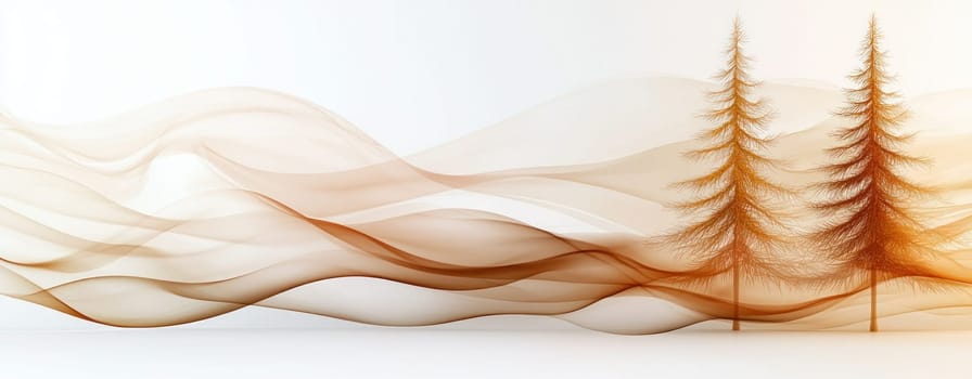 Elegant abstract design featuring two trees with flowing waves.