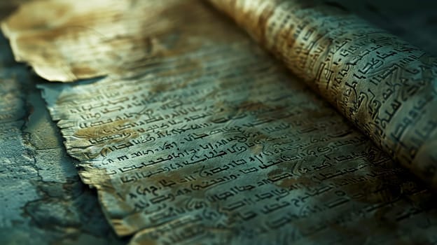 Hebrew Manuscript on Parchment, Ancient Biblical Scroll with Illustration..