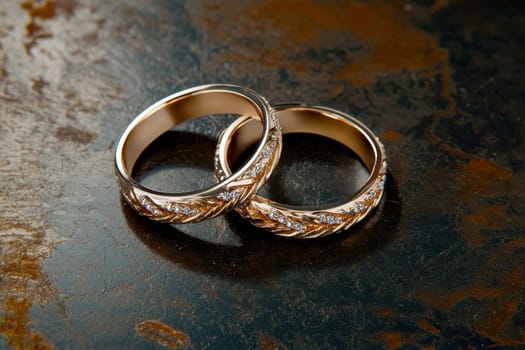 Elegant rose gold wedding rings with diamond accents, perfect for bridal jewelry and special occasions, exemplifying romance and timeless style..