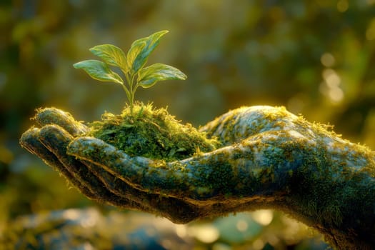 Plants, sustainability and the earth support or environment Collaborating, growing, and investing in people and the soil for the future..