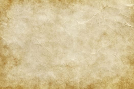 Old brown paper parchment background with distressed vintage stains and ink spatter and white faded shabby center, elegant antique beige color.