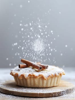 Warm apple pie with cinnamon and sugar dusting. Perfect for autumn dessert recipes.