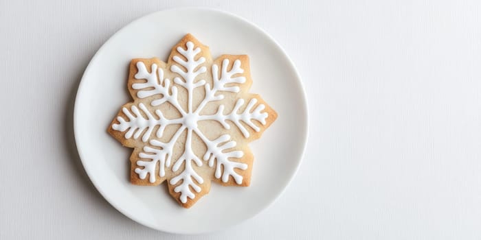 Winter themed cookie with snowflake design for festive holiday celebrations.
