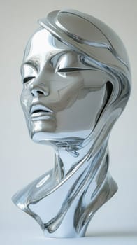 Chrome female bust sculpture showcasing modern art and design