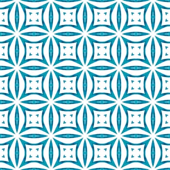 Chevron watercolor pattern. Blue attractive boho chic summer design. Green geometric chevron watercolor border. Textile ready remarkable print, swimwear fabric, wallpaper, wrapping.