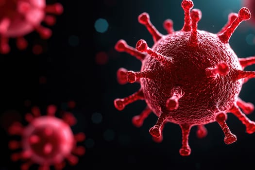 This close-up image illustrates a virus particle with distinct spikes against a dark backdrop, highlighting the intricate details and importance in health sciences.