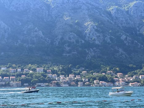 Village Perast on coast of Boka Kotor bay - Montenegro - nature and architecture background. High quality photo