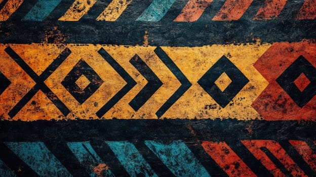 The composition features striking geometric patterns in vibrant colors, showcasing textures that evoke a sense of dynamism and energy, perfect for backgrounds or artistic projects.