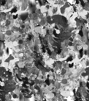 Seamless pattern with abstract creative blots and splashes painted with gouache for paint box design