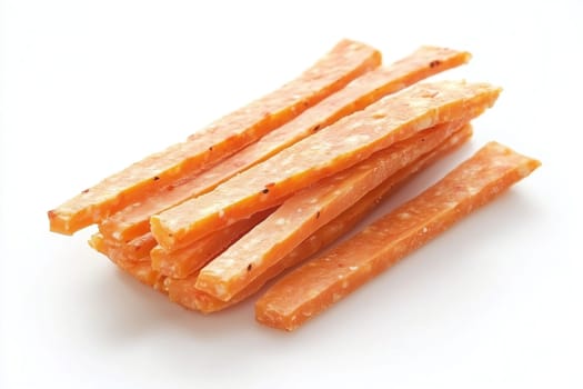 These crunchy sweet potato sticks are perfect for dogs, offering a healthy and tasty treat option. Ideal for training sessions or casual snacking.