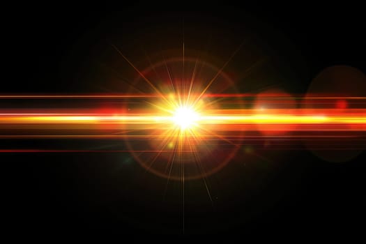 Stunning light burst with vibrant rays radiating from the center against a black background, perfect for adding energy and warmth to creative designs and artwork.