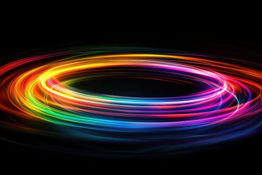 A stunning display of colorful light swirling in a circular shape, creating a mesmerizing abstract background ideal for creative projects and digital art applications.