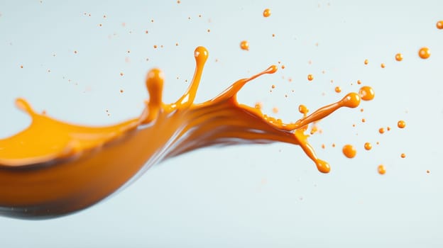 vibrant orange liquid splash creates dynamic visual effect in mid air.
