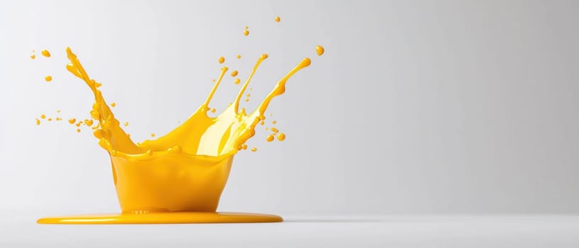 vibrant splash of yellow paint creates energetic scene.