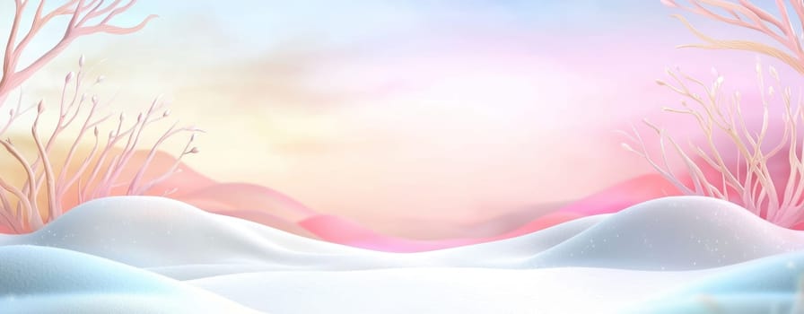 Abstract winter landscape with soft snow and pastel colors, evoking tranquility.