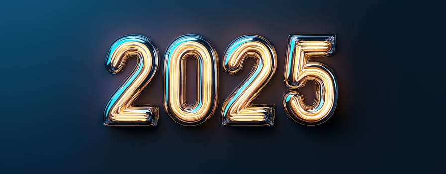 2025 metallic design with clean lines and glowing effect, perfect for modern themes.