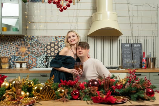 kitchen romantic christmas family husband wife woman couple man home relationship love caucasian