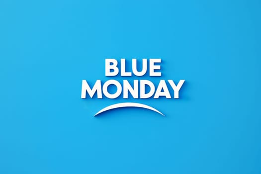 flat graphic pictogram of sad face with display BULE MONDAY text..