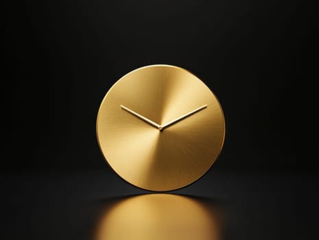 Elegant gold clock display on minimal black background for timeless wall decor.