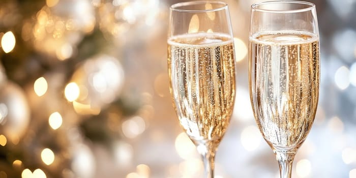 Elegant champagne celebration with sparkling highlights for festive occasions.