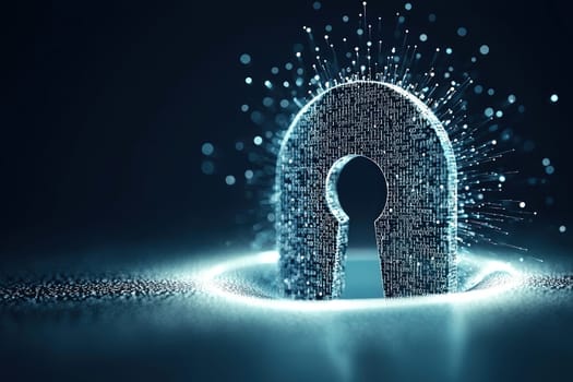Digital padlock icon with keyhole, symbolizing security and protection.