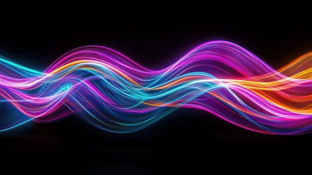 Vibrant light trails in neon colors create dynamic visual experience.