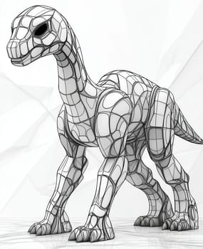 Coloring page for kids, coloring page colorful animal, dinosaur made of geometric shapes