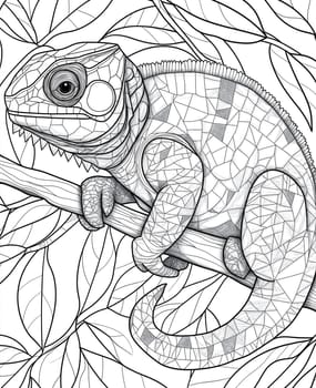 Coloring for kids, coloring animal chameleon