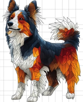 Illustration for children, smiling dog on white background. Selective focus.