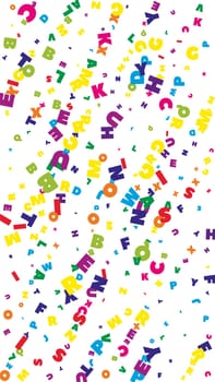 Concept of school background. Colorful childish falling letters of English language. Foreign languages study concept. Back to school banner .