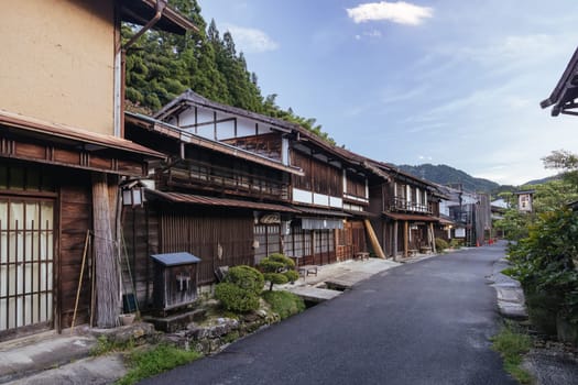 TSUMAGO, JAPAN - SEPTEMBER 20, 2024: The historic village of Tsumago at night in Gifu Prefecture near the town of Nakatsugawa in Japan