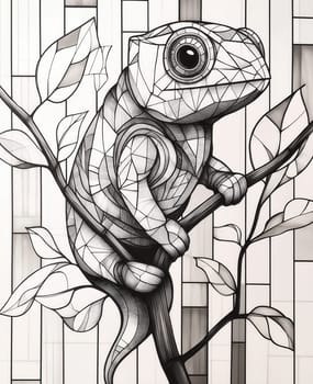 Coloring for kids, coloring animal chameleon