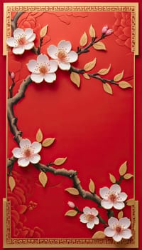 2025 year of the snake chinese new year. 3d render .Red envelope for chinese new year celebrations and festive occasions.Vertical shot, ideal forsocial media stories background. AI generated.Copy space