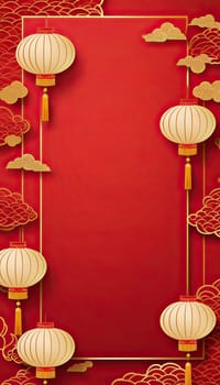 Red card for chinese new year celebrations and festive occasions.2025 year of the snake chinese new year. 3d render .Vertical picture, ideal forsocial media stories background. AI generated. Copy space