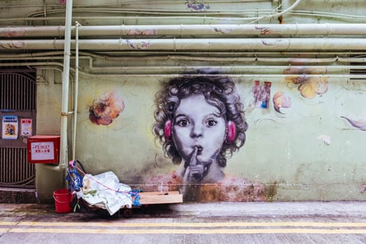 SAI YING PUN, HONG KONG - SEPTEMBER 28, 2024 - Sai Ying Pun's ARTLANE in Hong Kong on a cloudy autumn day.