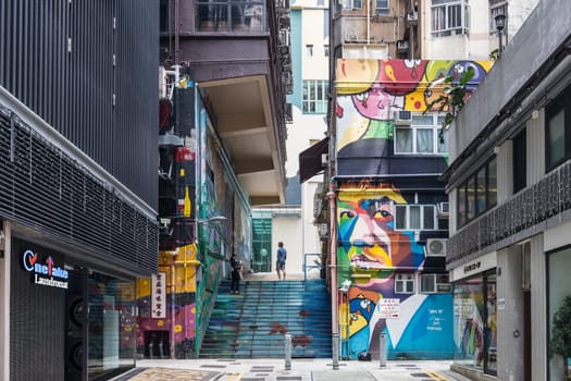 SAI YING PUN, HONG KONG - SEPTEMBER 28, 2024 - Sai Ying Pun's ARTLANE in Hong Kong on a cloudy autumn day.