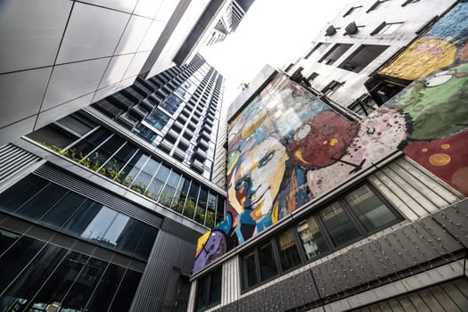 SAI YING PUN, HONG KONG - SEPTEMBER 28, 2024 - Sai Ying Pun's ARTLANE in Hong Kong on a cloudy autumn day.