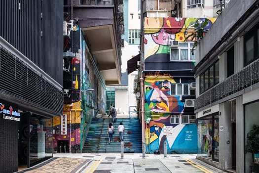 SAI YING PUN, HONG KONG - SEPTEMBER 28, 2024 - Sai Ying Pun's ARTLANE in Hong Kong on a cloudy autumn day.