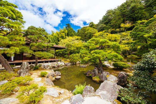 The stunning architecture and gardens at Silver Pavillion Ginkakuji temple in Kyoto, Japan