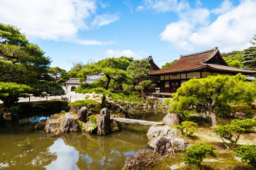 The stunning architecture and gardens at Silver Pavillion Ginkakuji temple in Kyoto, Japan
