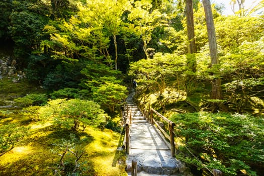 The stunning architecture and gardens at Silver Pavillion Ginkakuji temple in Kyoto, Japan