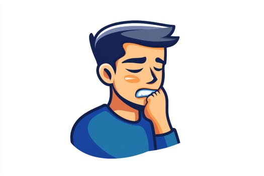 Teenage boy suffers from acute toothache. High quality photo
