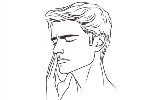 Teenage boy suffers from acute toothache. High quality photo