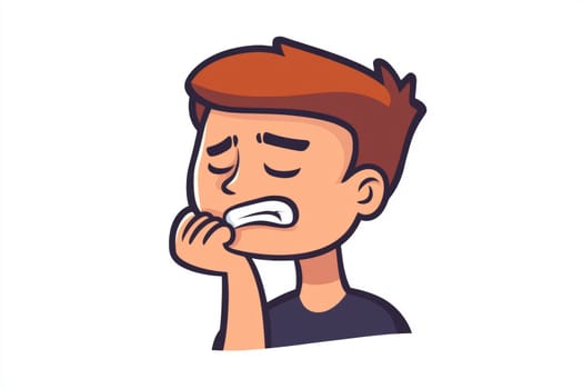 Teenage boy suffers from acute toothache. High quality photo
