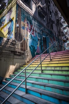 SAI YING PUN, HONG KONG - SEPTEMBER 28, 2024 - Sai Ying Pun's ARTLANE in Hong Kong on a cloudy autumn day.