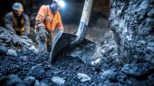 Strength in labor: a miner working deep underground navigating the rugged terrain with determination highlighting the resilience and dedication of individuals in the mining industry