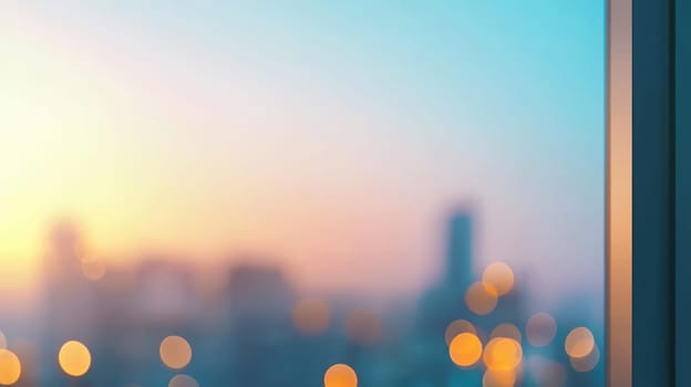 soft focus background of luxury urban skyline creates serene atmosphere.