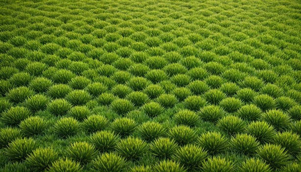 A field of green grass is shown with a repeating pattern of grass clumps, creating a textured surface.